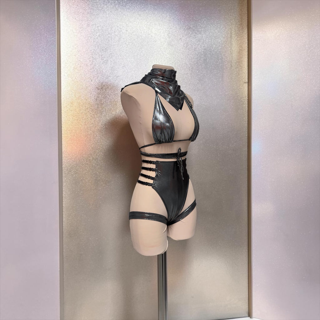 Metallic Holographic Strappy Festival Set with Fringe Cuffs | MuseByMax