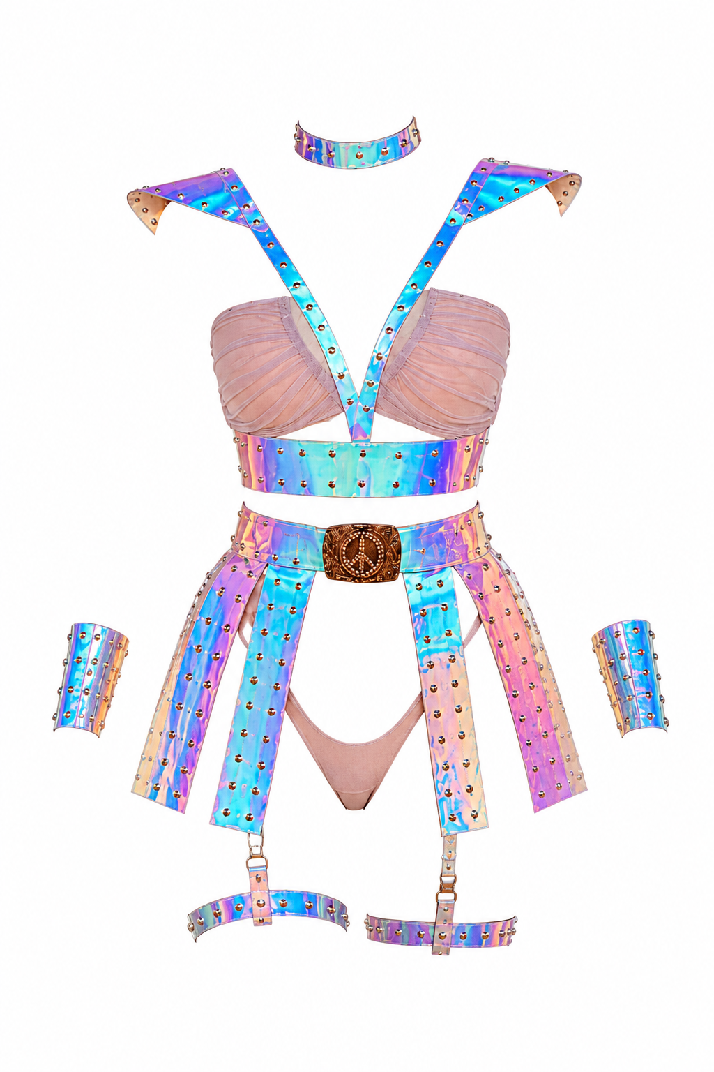 Holographic Festival Armor Set | Burning Man Outfit | Rave Costume | Iridescent Warrior Harness | Desert Goddess Costume | MuseByMax