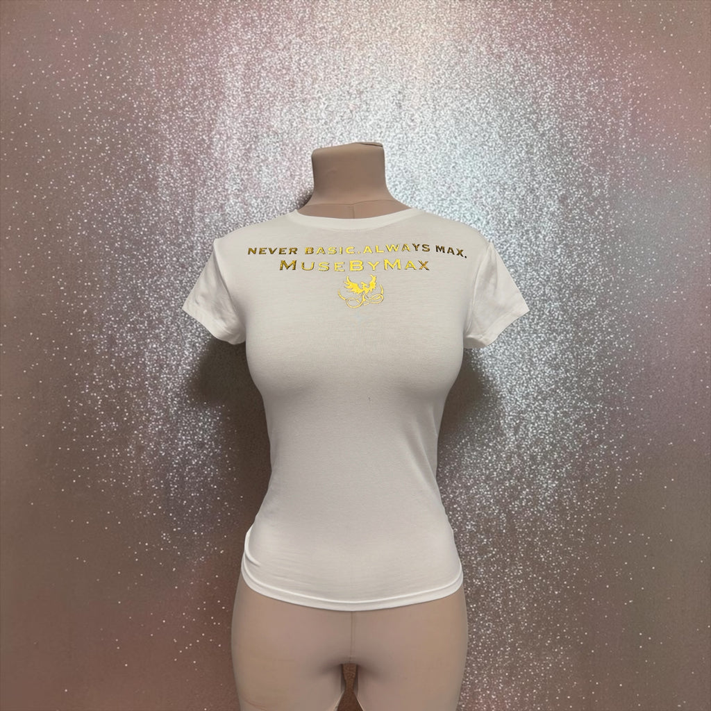 Women’s Statement T-Shirt with Custom Phrase | Luxury Fitted Graphic Tee |MuseByMax