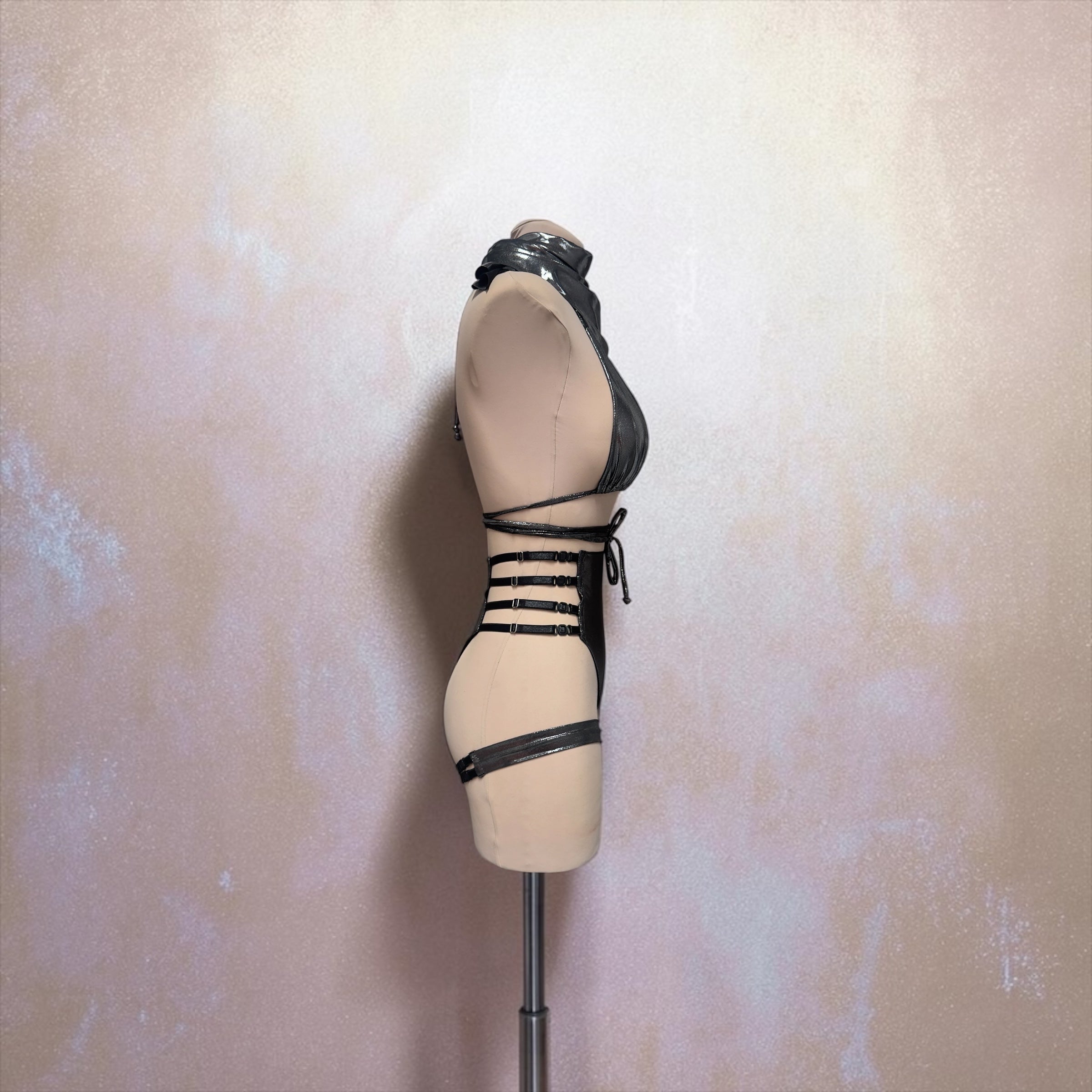 Metallic Holographic Strappy Festival Set with Fringe Cuffs | MuseByMax
