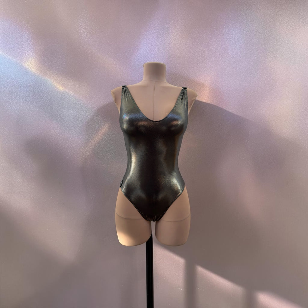 Holographic Metallic Bodysuit with Fringe Cuffs | MuseByMax
