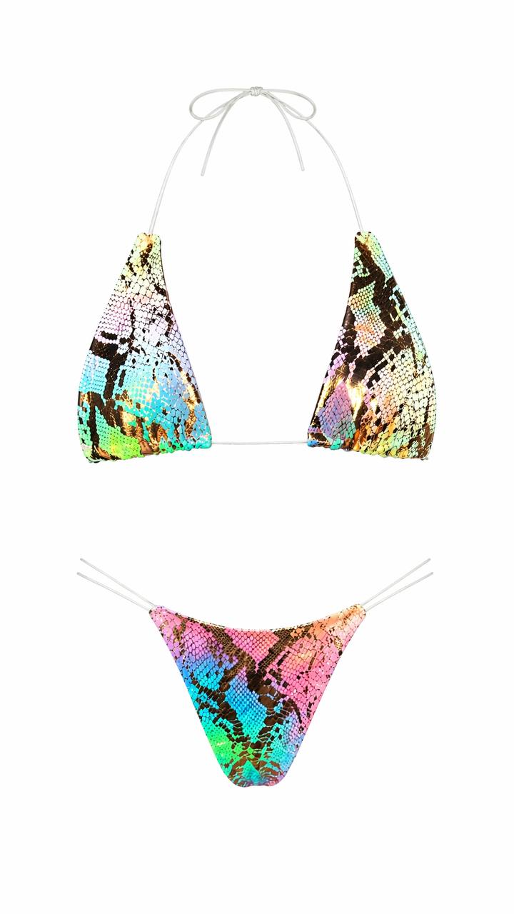 Colorful Snakeskin Patterned Bikini Set for Women – Adjustable Two‑Piece for Beach, Pool & Bold Exotic Summer Style | MBM S26 n42