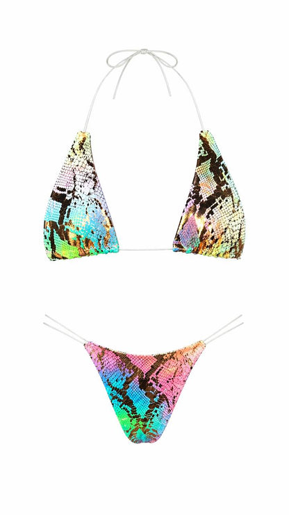 Colorful Snakeskin Patterned Bikini Set for Women – Adjustable Two‑Piece for Beach, Pool & Bold Exotic Summer Style | MBM S26 n42