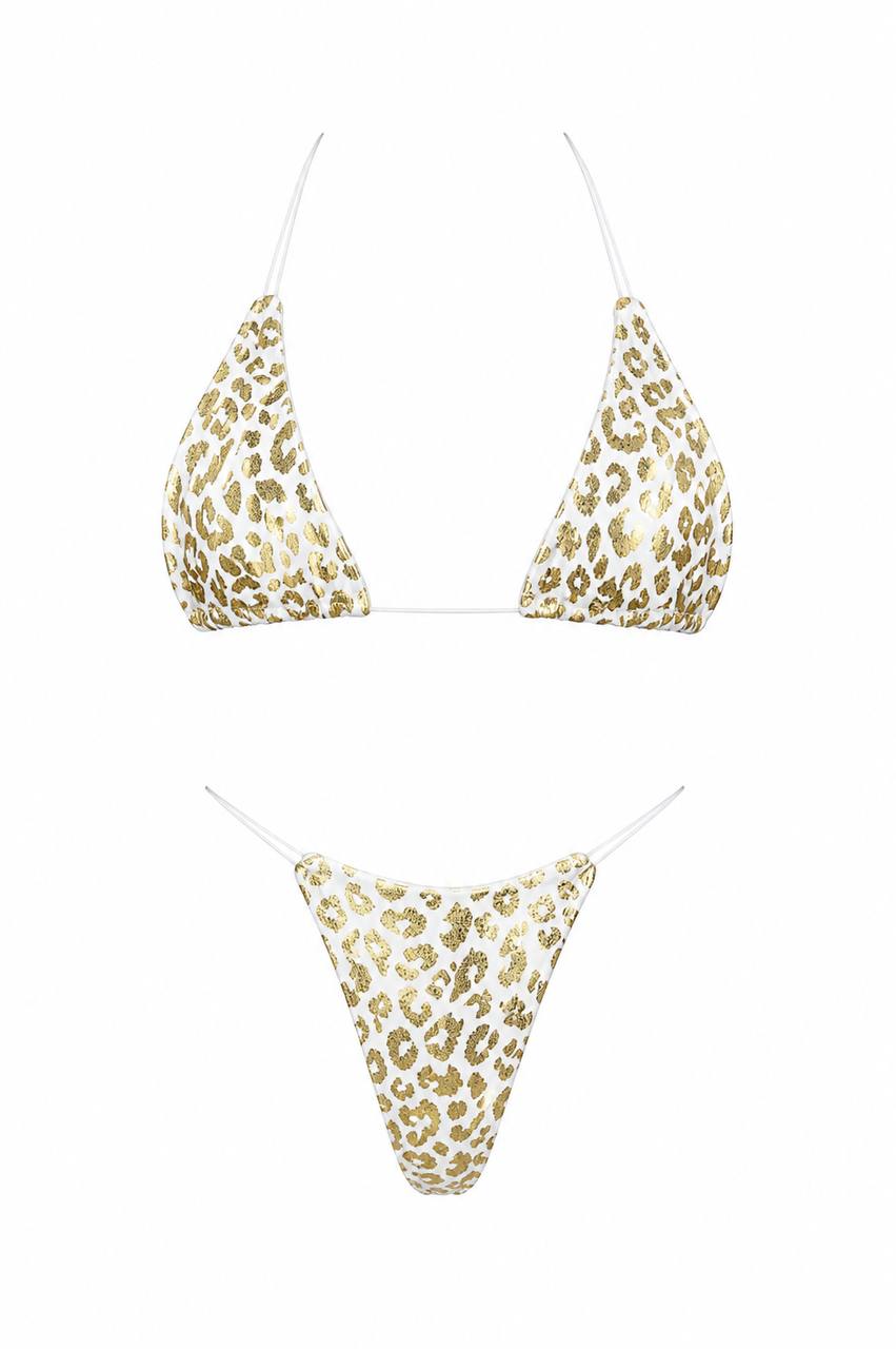 White Leopard Print Thong Bikini Set for Women – Lycra Two‑Piece for Beach, Pool & Bold Statement Summer Style | MBM S26 n55