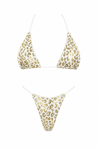 White Leopard Print Thong Bikini Set for Women – Lycra Two‑Piece for Beach, Pool & Bold Statement Summer Style | MBM S26 n55