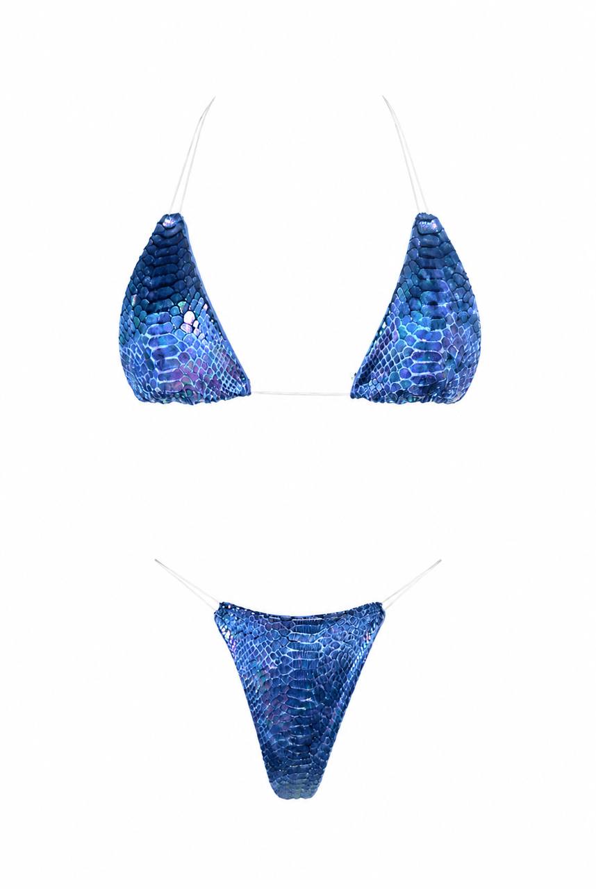 Blue Snake Print Bikini Set for Women – Adjustable Two‑Piece for Beach, Pool & Bold Modern Style | MBM S26 n59